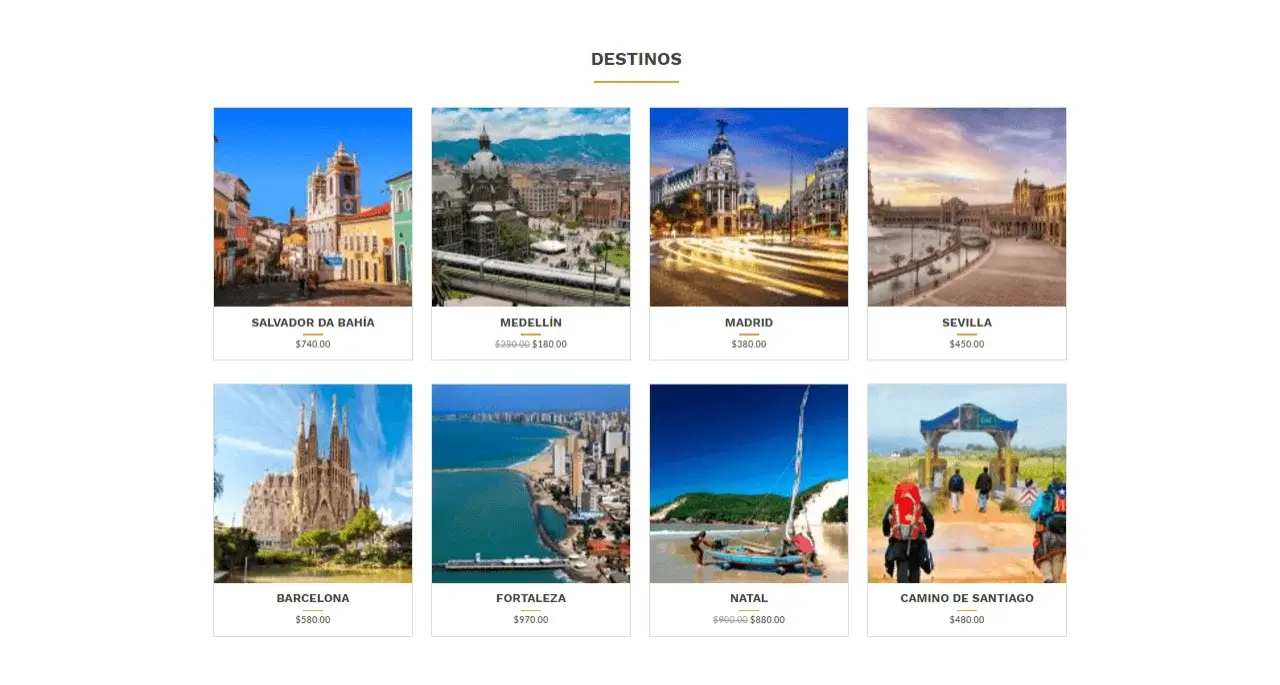 Home Page parte 2 de 3: sitio web para agencia de viajes turismo hecha con WordPress